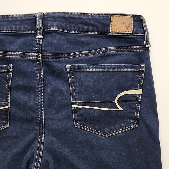 American Eagle Outfitters Women's Dark Wash Blue Skinny Jeans Stretch Sz 10 Long - Picture 4 of 15